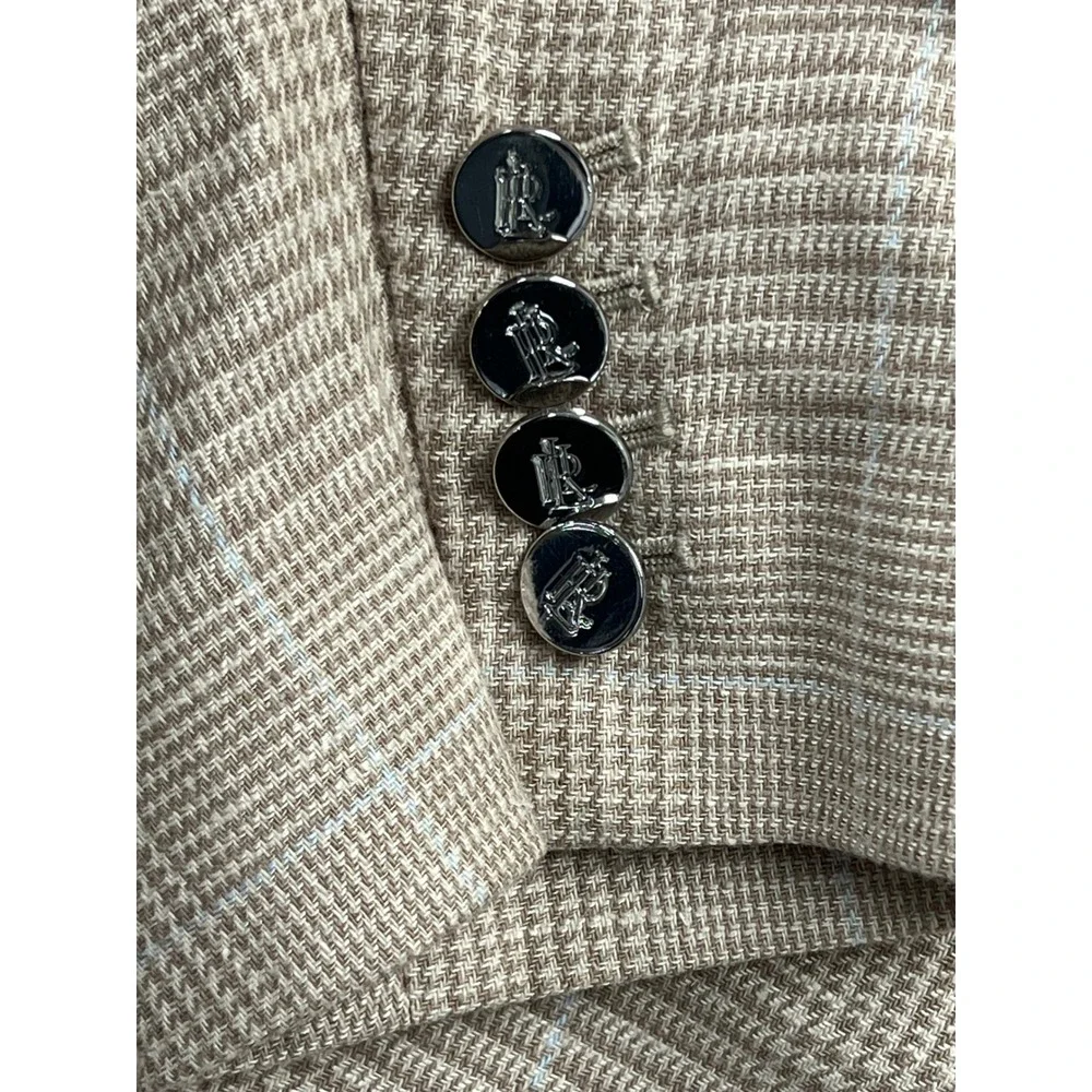 Lauren Ralph Lauren Plaid Single-Button Beige Blazer - Picture 8 of 10